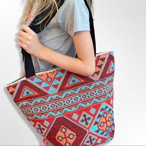 New Woven Turkish Kilim Tote Bag 15x17 in Teacher Tote Boho Southwestern
